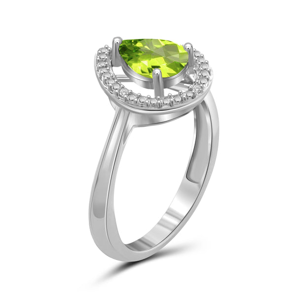 JewelonFire 3/4 Carat T.G.W. Peridot And White Diamond Accent Sterling Silver Ring - Assorted Colors