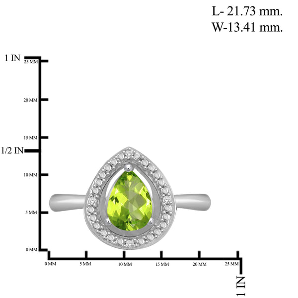 JewelonFire 3/4 Carat T.G.W. Peridot And White Diamond Accent Sterling Silver Ring - Assorted Colors