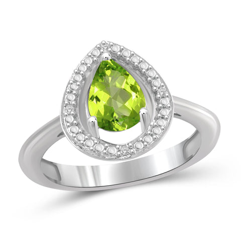 JewelonFire 3/4 Carat T.G.W. Peridot And White Diamond Accent Sterling Silver Ring - Assorted Colors