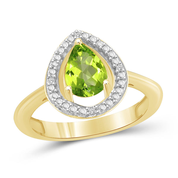 JewelonFire 3/4 Carat T.G.W. Peridot And White Diamond Accent Sterling Silver Ring - Assorted Colors